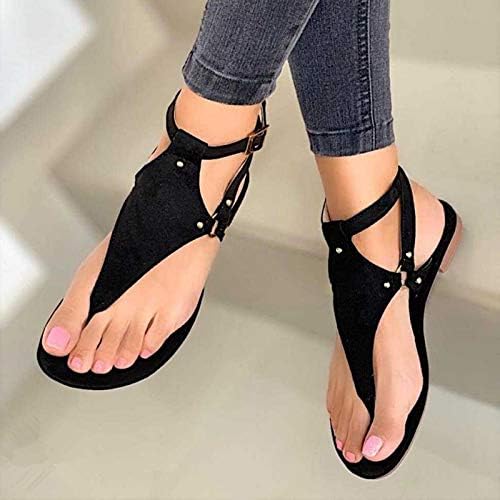 סנדלי נשים שטוחות קיץ גלדיאטור בוהן פתוחה סנדלי חוף רצועות רומיות רצועת נעליים נשיות 2021 פלוס