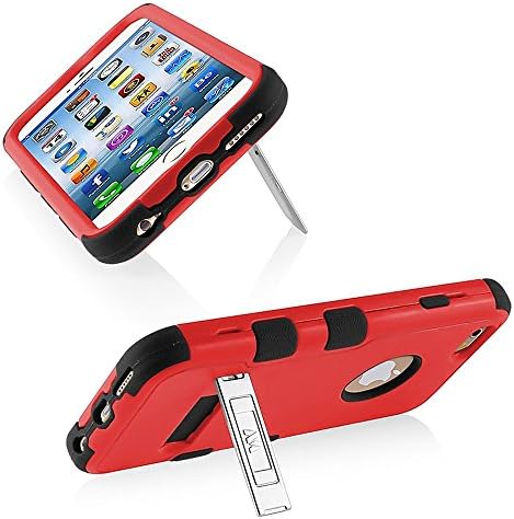 Asmyna iPhone 6 טוף טוף מגן טלפון היברידי עם אריזות מעמד - אריזה קמעונאית - אדום/שחור טבעי
