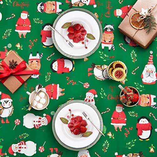 מפת שולחן חג המולד ורטקריאה עם נושא חג המולד איל סנטה הדפסת בד שולחן, כיסוי שולחן עמיד למים כתם למטבח, חדר אוכל