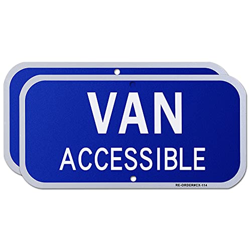 Muxyh Van Sign נגיש 2 חבילה, שלט חניה לנכים, 6 x 12 מהנדס אלומיניום רפלקטיבי, אטום למים, קל להתעלה