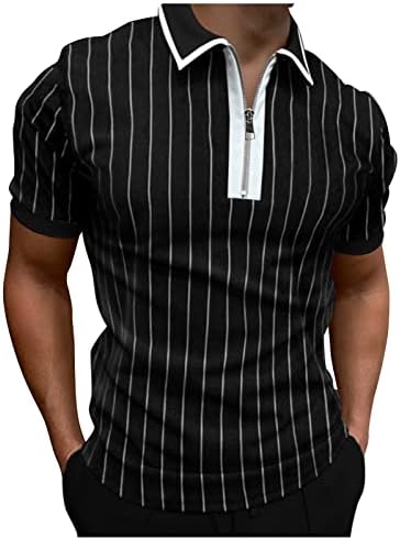 חולצות פולו רוכסן של XXBR לגברים בקיץ שרוול קצר בלוק בלוק טלאים חולצת גולף 1/4 צווארון צוואר צוואר צוואר צוואר
