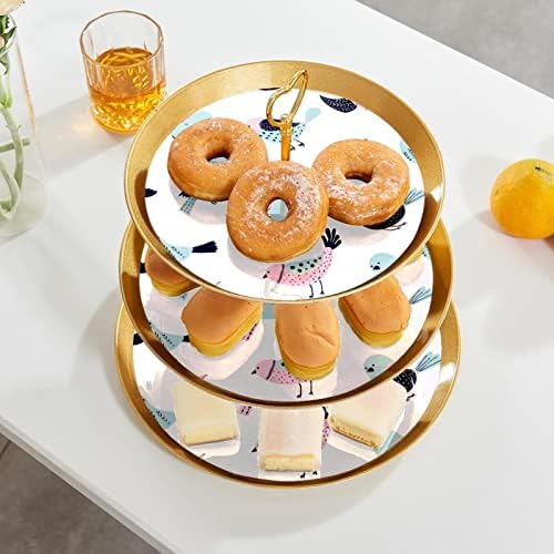 עוגת עומד סט של 3, צבעוני שרבוט ציפור הכן תצוגת שולחן קינוח דוכן הקאפקייקס לחתונה תינוק מקלחת חגיגה