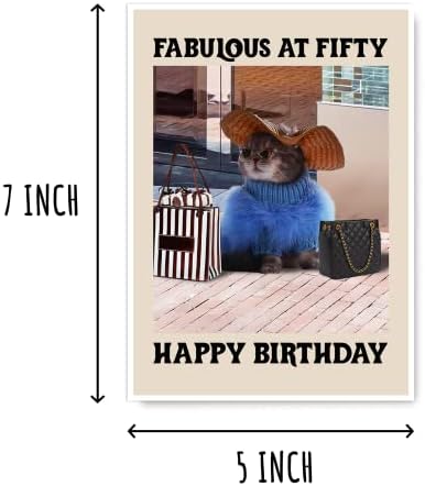 50 ואוהב חתולים נהדר מצחיק כרטיס יום הולדת 50 - כרטיס מתנה חובב חתול - כרטיס יום הולדת שמח - כרטיס חתול -