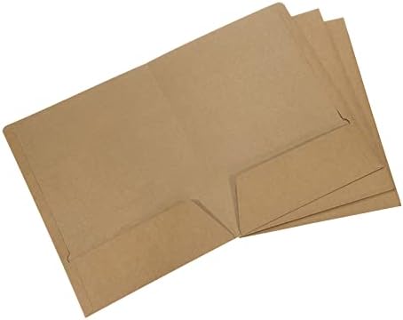 פטיקיל שני כיס תיקיות, 3 מארז 4 מכתב קבצי תיק אחסון ארגונית תיקיית עבור משרד עסקים, חום