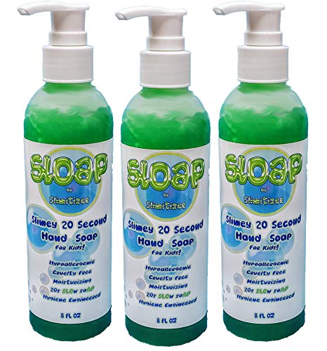 3 יחידות סלופ 8 אונקיות, סלימי 20 סבון יד שנייה, סבון איטי, ללא אכזריות, היגיינה מהונדסת לילדים!
