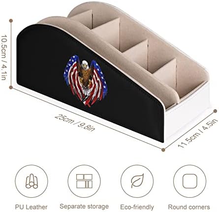 נשר קאלד דגל אמריקאי דגל עור PU קופסת אחסון עור מארגן שולחן עבודה רב-פונקציונלי עבור מחזיקי טלוויזיה מרחוק
