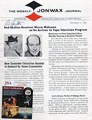 כתב העת Jonwax Weekly 1960 חתום על ידי שלד אדום w/JSA AA74503