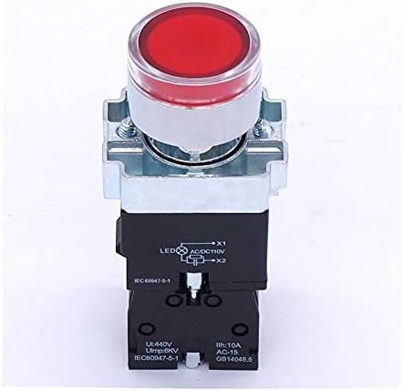 Zlast 22 ממ 1 NC מתג לחצן LED אדום 440V 10A מתגי לחצן עם מתח תאורת LED 110V 110