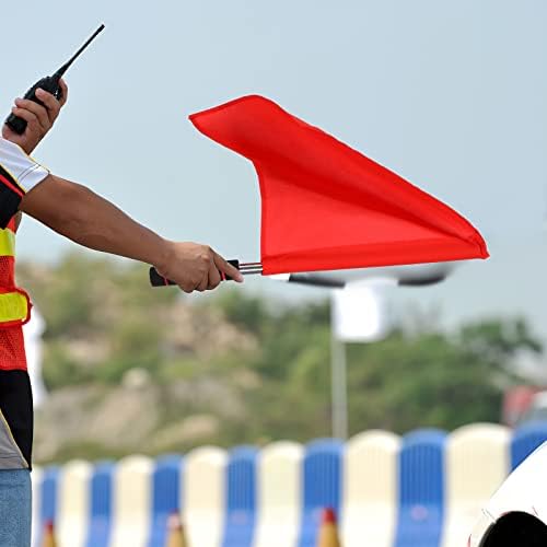 2 יחידות שופט דגל נירוסטה יד דגל אדום דגל ספוג ידית מיוחד סיירת שופט קו ביצועים רשמי דגל עבור אירועי