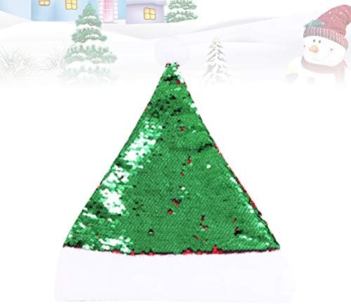אבאודם ירוק נצנצים סנטה כפול צדדי נצנצים חג המולד כובעי אופנה כיסוי ראש קישוטי המפלגה טובות עבור פסטיבל המפלגה
