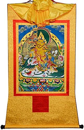Gandhanra Vaisravana, Tibetan Thangka Art Art, Buddhist Thangka Brocade, Buddha שטיח עם מגילה