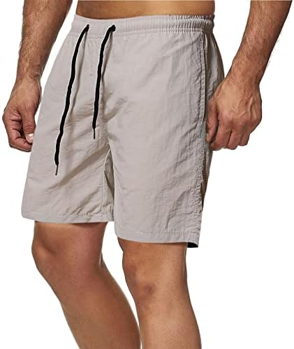 מכנסיים קצרים לגברים מזדמנים קלאסיים מתאימים מכנסי חוף קיץ עם מותניים אלסטיים וכיסים