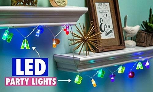 תעשיות אמינות בעמ. Essentials Led-Up LED יום הולדת שמח מחרוזת אור באנר 6.5 'סוללה ארוכה המופעלת