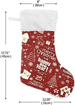 גרבי חג המולד של Alaza אלמנטים לחג המולד על קישוטים גרביים גדולים עם קלאסיקה קלאסית לאדום עיצוב מסיבות עונת