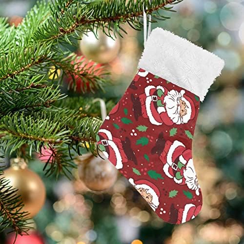 Jstel חג המולד סנטה קלאוס גרב חג המולד קישוטים לקישוטים, 4 חבילות גרביים תלויות קטנות עיצוב חג המולד,