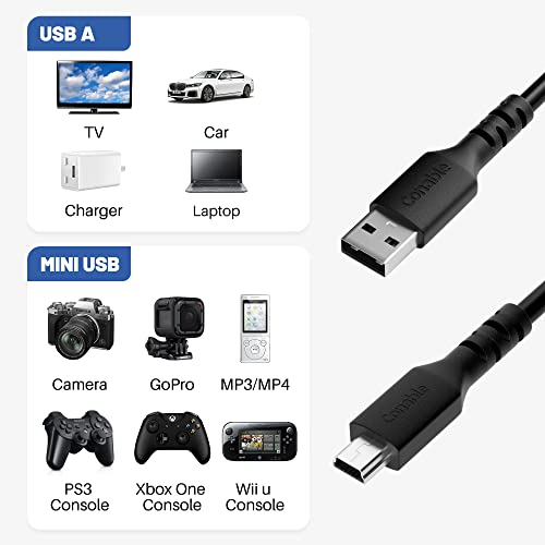 כבל USB מיני קצר 2 רגל, כבל USB מצלמה, USB 2.0 מסוג A עד מיני B בקר PS3 תואם כבל, נגן MP3, מצלמה דיגיטלית, מיקרופון