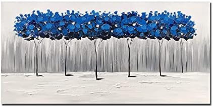 נוף מופשט בגודל ענק ציורי שמן גדולים על בד יצירות אמנות מופשטות ציורי סכין צבעים עץ כחול פשוט