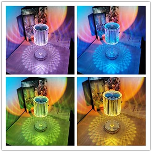 קריסטל מנורת שולחן, 16 צבעים רומנטי מנורת שולחן עם מגע צבע שינוי אור, אקריליק נטענת שלט רחוק מנורת לחדר שינה,