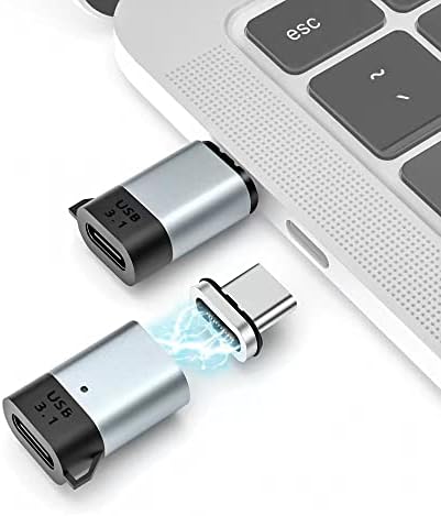 AUCON USB C מתאם מגנטי 24 PIN ישר 2 חבילה PD 100W טעינה מהירה של 10 ג'יגה -בתים העברת נתונים USB3.1