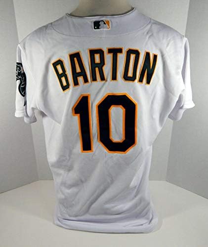 2012 אוקלנד A's Atleleticos daric Barton 10 הונפק על ידי Post Poss Chersey - משחק משומש גופיות MLB