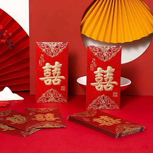 סביטה 12 יחידות חתונה אדום מעטפות, מסורתי סיני חתונה אדום מעטפות מזל כסף מעטפות חתונה הונג באו חתונה סיני אדום