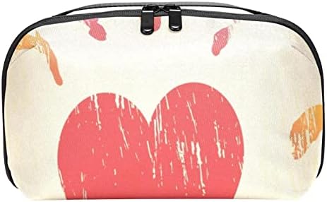 נשיאת תיק נסיעות שקית נסיעות USB מארגן כבלים ארנק רוכסן אביזר כיס, ידיים בצורת לב מצורת לב