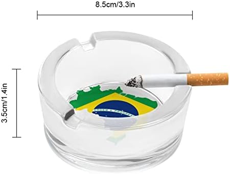 מפת ברזיל דגל מזכוכית מאפרה סיגריות עגולות מארז מחזיק מגש אפר למשרד ביתי קישוט מקורה