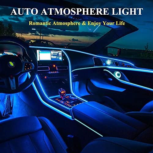 אורות חוט תאורה לרכב, אורות ניאון פנים לרכב כחול 16 רגל / 5 מ ' רכב הוביל רצועת אור פנים יו אס בי