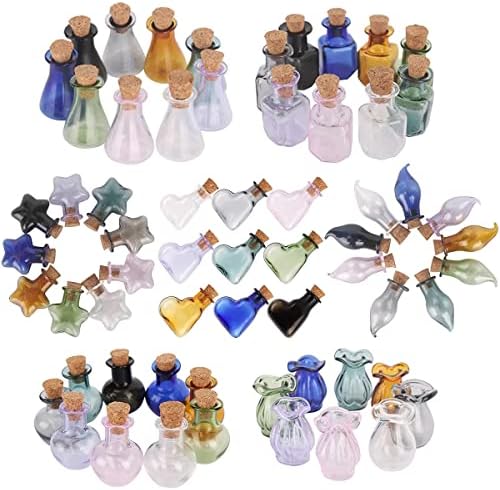 Yasez מיני צבע בקבוקי זכוכית עם אגרטל מיניאטורי מיניאטורי בקבוקונים צנצנות קטנות
