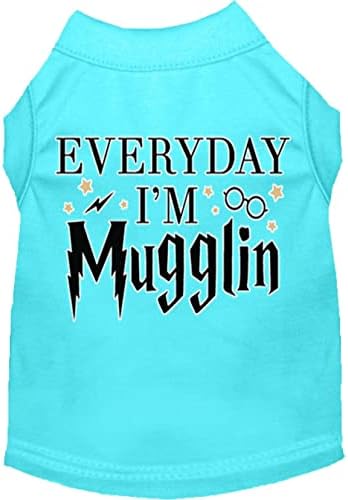 מוצר חיית מחמד של מיראז 'כל יום אני Mugglin Screen Print חולצת כלבים אקווה xxxl