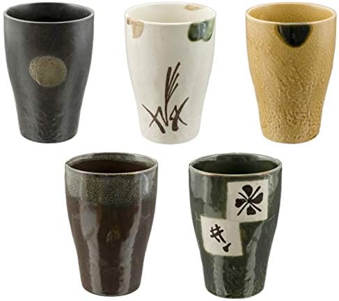 קולקציית הינומארו כוסות תה חרסינה יפניות סט של 4 כלי חרס מסורתיים מזוגגים כוסות תה דקורטיביות מיוצרות ביפן