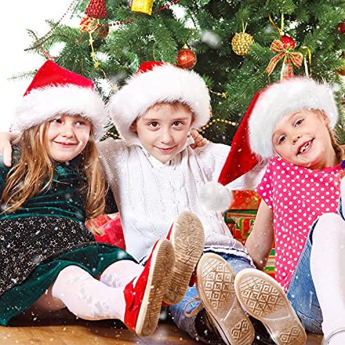 ילדים סנטה כובע, חג המולד כובע, קלאסי עבה פרווה אדום קטיפה סנטה כובע עבור ילד פעוט תינוקות ילד ילדה חדש