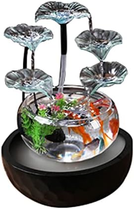 דגי קערת ערכת זכוכית דגי קערת קרמיקה בסיס עם משאבת דקור שולחן העבודה דגי טנק קטן דגי קערת שקוף האקווריום