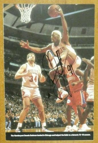 דניס רודמן NBA כדורסל HOF חתום 5x8 עם JSA COA - תמונות NBA עם חתימה