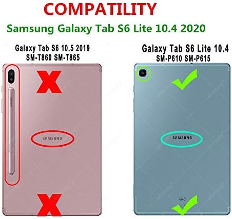 עבור Samsung Galaxy Tab S6 Lite 10.4 אינץ '2020 מארז עור מקלדת, 7 Color Latt-Latt Latt Slim PU Case Wireless
