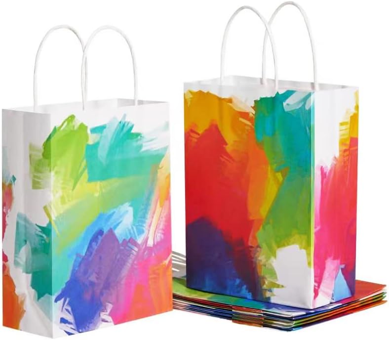 SunColor 24 חבילות שקיות מתנה בצבעי מים עם ידית ומסיבת מפלגה של 30 חבילות תיקים טובים לתיקי תיקי טוב
