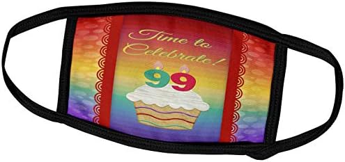3drose בוורלי טרנר עיצוב הזמנה ליום הולדת - קאפקייק, מספר נרות, זמן, חוגגים הזמנה בת 99 - מסכות פנים