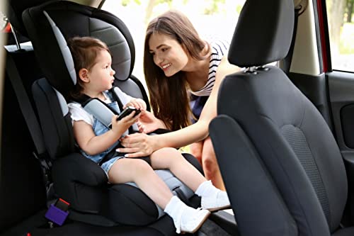 חגורת בטיחות רכב צהוב ומייצב מושב בוסטר מושב על ידי אבזם בוסטר - עם מדבקות בטיחות מהנות - BPA ללא