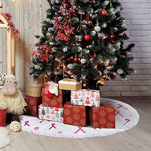 חצאיות עץ חג המולד של סרטן השד מחצלת עם קישוטי מסיבות חג לחוות ליל כל הקדושים 48 x48