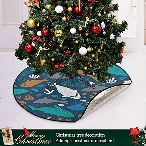 Colourfu כריש עץ חג המולד מחצלת עץ אטום למים עמדת מגש שטיח מתחת לאביזר עץ חג המולד להגנה על הרצפה