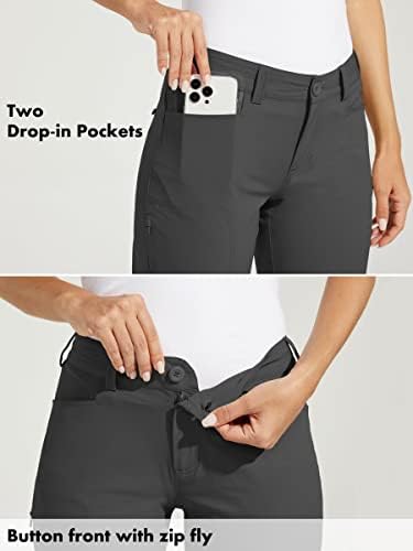 מכנסי גולף לנשים מכנסיים מטיילים מכנסי טיול מהיר יבש קל משקל קל משקל חיצוני עם כיסים עמידים במים