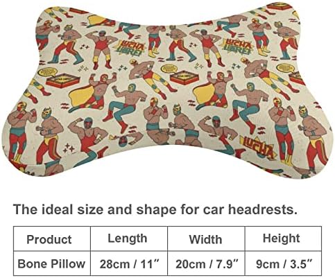 גיבורי Luchadores כרית צוואר רכב של 2 כרית משענת ראש אוטומטית בצורת עצם כרית לטיול דקורטיבי בבית מכונית