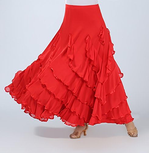 מעגל ארוך ומלא ארוך סרוג פלמנקו אולם נשפים חצאית ריקוד לטינית תלבושת זולה