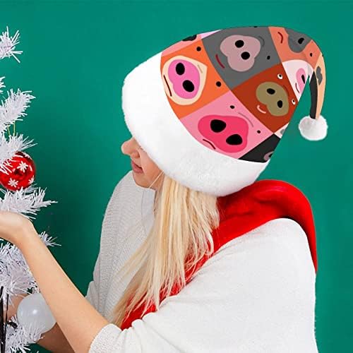 סט של מצחיק חזיר פרצופים חג המולד כובע סנטה כובע עבור יוניסקס מבוגרים נוחות קלאסי חג המולד כובע