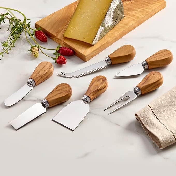 סכין גבינה חצי קשה מעץ זית מתכת אמריקאית, 4-3 / 4 ליטר