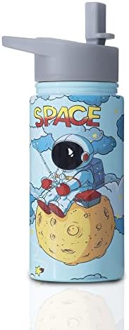 בקבוק מים של וובויה אסטרונאוט לילדים לבית הספר ספל מבודד מתנות יום הולדת לבנות בקבוקי מים בחלל נירוסטה עם קש