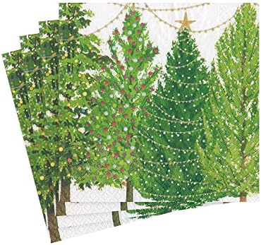 עצי חג המולד קספרי עם אורות מפיות קוקטייל נייר - ארבע חבילות של 20