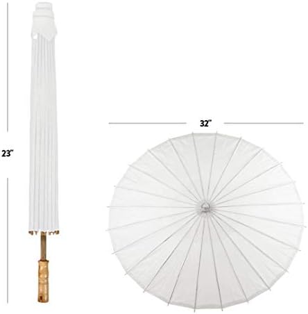 קויאל סיטונאי 32 אינץ 'אפור בהיר שמנה בנייר בתפזורת 48 חבילות מטרייה מזרחית לחתונה, טובות מסיבות, קיץ