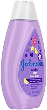 אמבט התינוק לפני השינה של ג ' ונסון עם ניחוחות טבעיים מרגיעים, היפואלרגני &מגבר; נוסחת אמבטיה לתינוק נוזלית