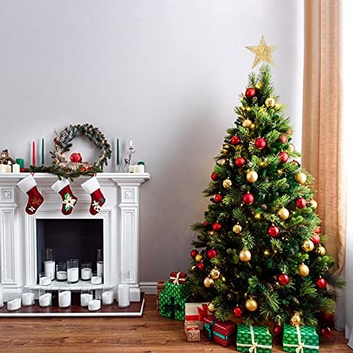 מתכת נוצצת עץ חג המולד טופר כוכב 8 כוכבי עץ חג המולד חלול לקישוטים לקישוטים לחג (זהב, כסף 2 חבילה